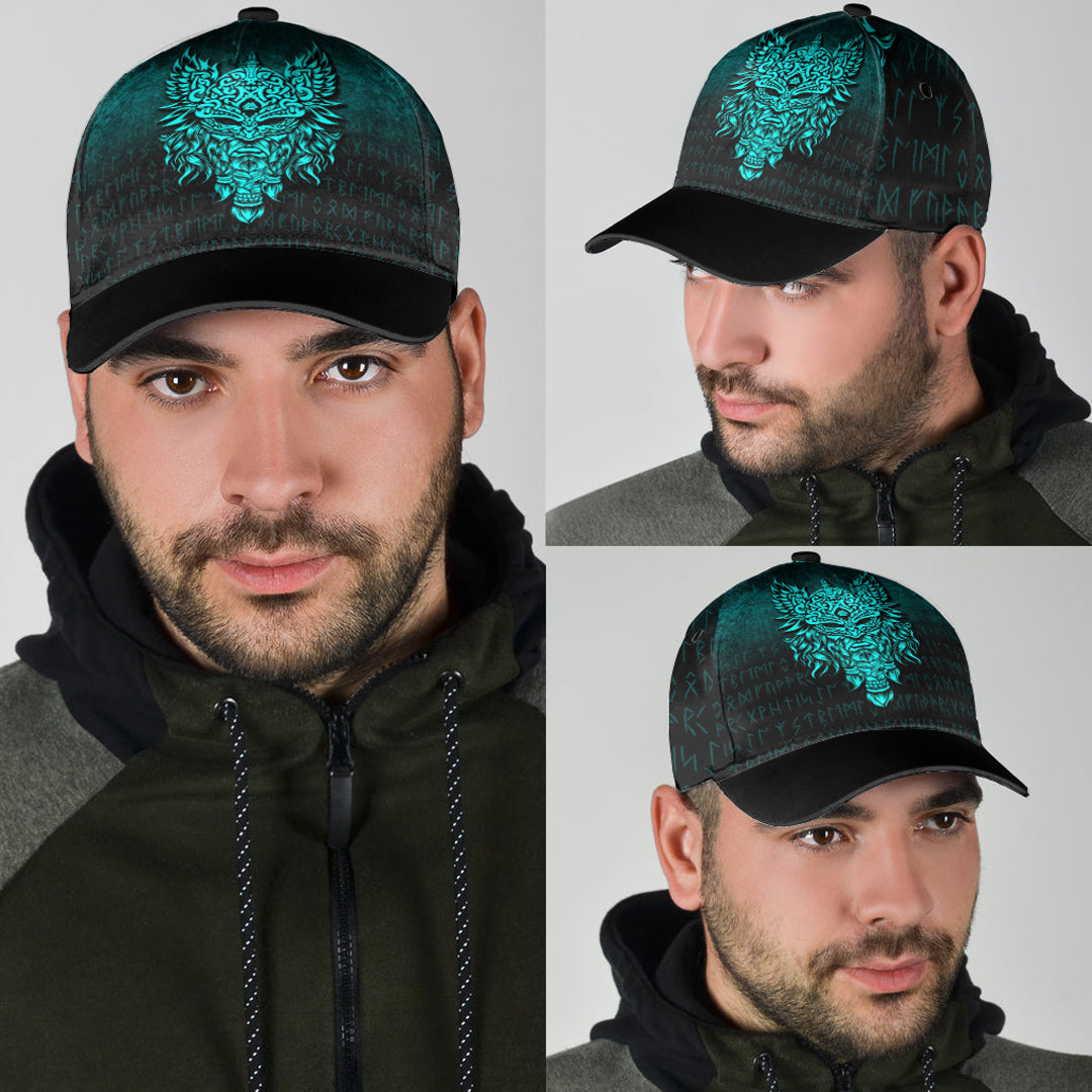 Viking Classic Cap Odin The Allfather Asgard God and Chief Of Aesir Cyan Version Classic Cap RLT12