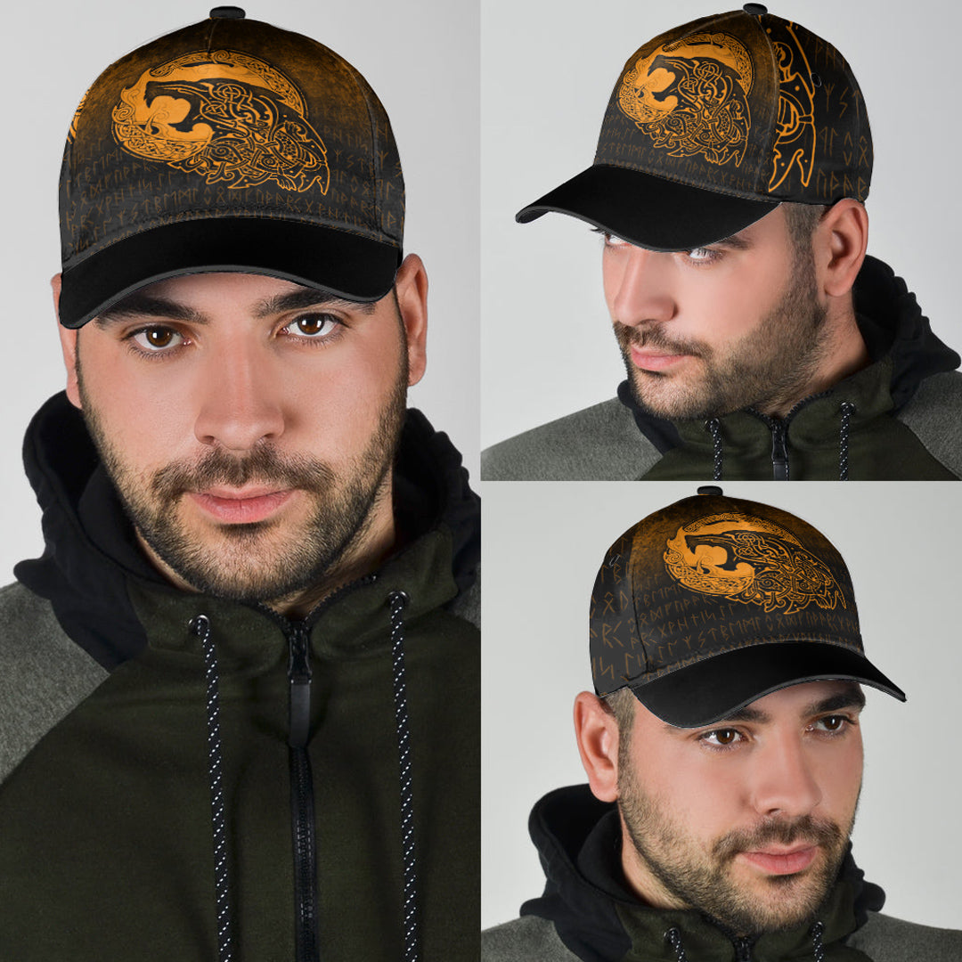 Viking Classic Cap Fenrir Viking 3D Tattoo Gold Version Classic Cap RLT12