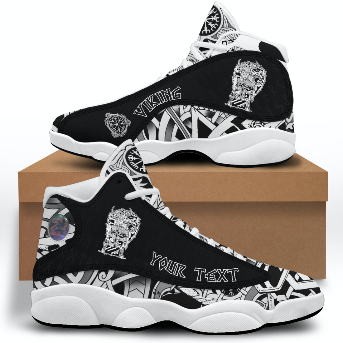 (Custom) Viking - Coloring Book Axe Cartoon Character Sneakers J13 RLT12