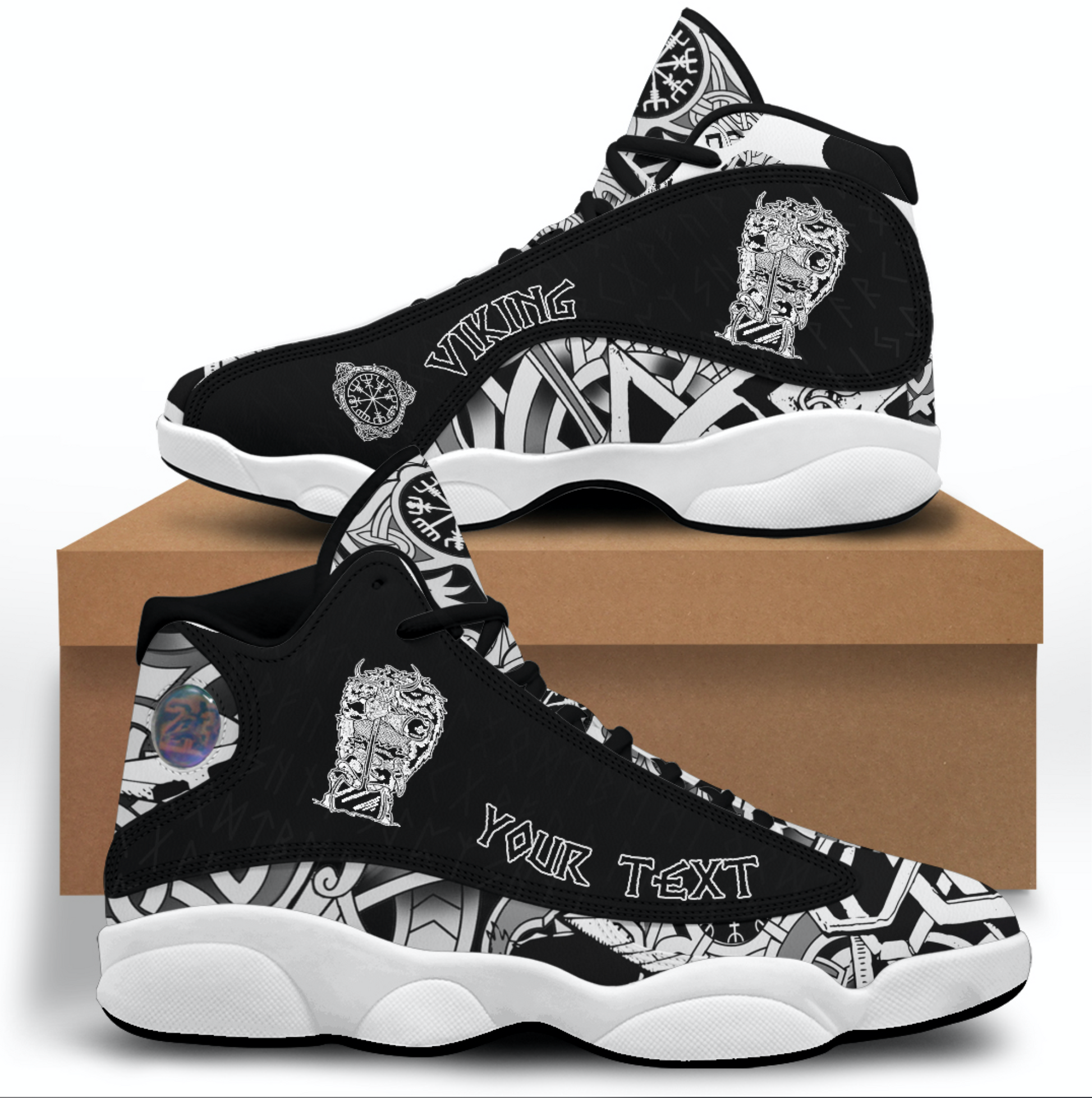 (Custom) Viking - Coloring Book Axe Cartoon Character Sneakers J13 RLT12