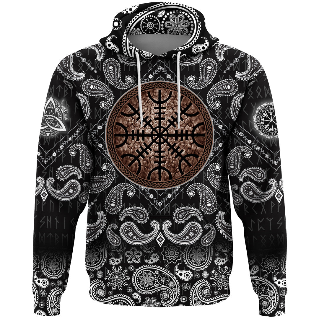 Viking Hoodie Compass with Bandana Paisley Style RLT12