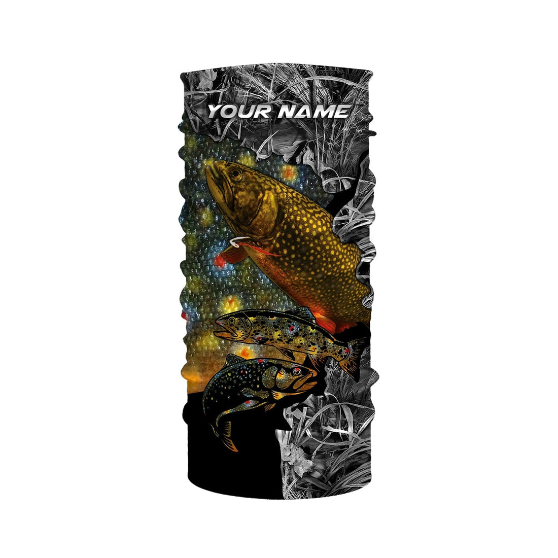Brook Trout Fishing Camo Custom Name UV Protection Shirts, Trout Fishing Jerseys Tournament Shirt, Fishing Neck Gaiters