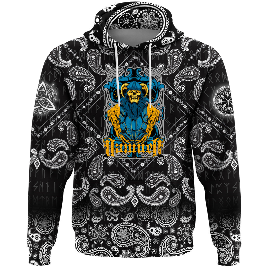 Viking Hoodie Damned with Bandana Paisley Style RLT12