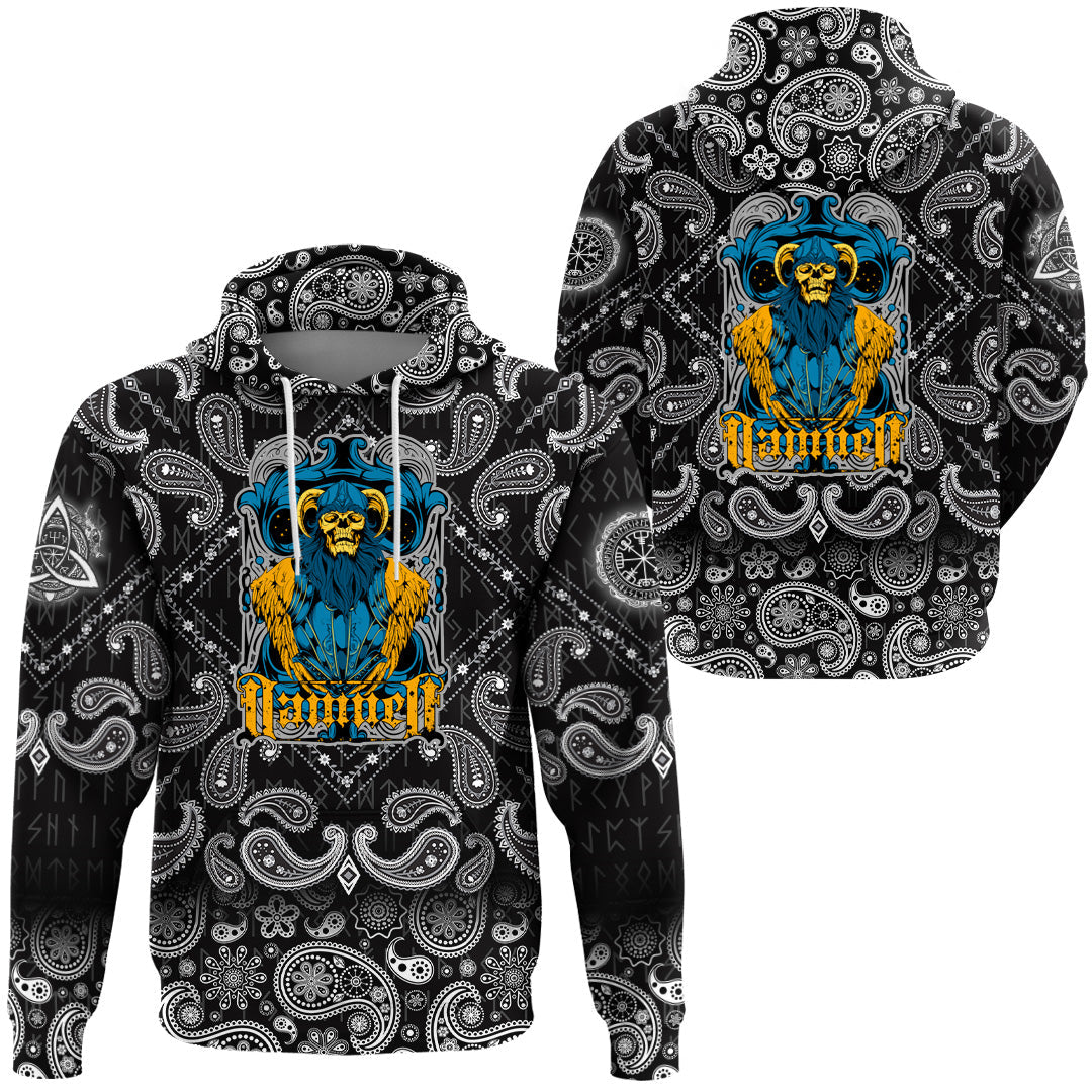 Viking Hoodie Damned with Bandana Paisley Style RLT12