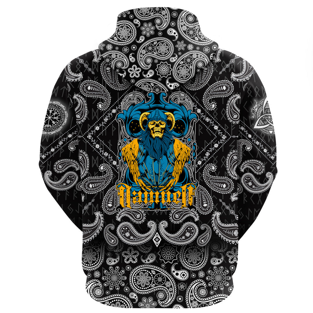 Viking Hoodie Damned with Bandana Paisley Style RLT12