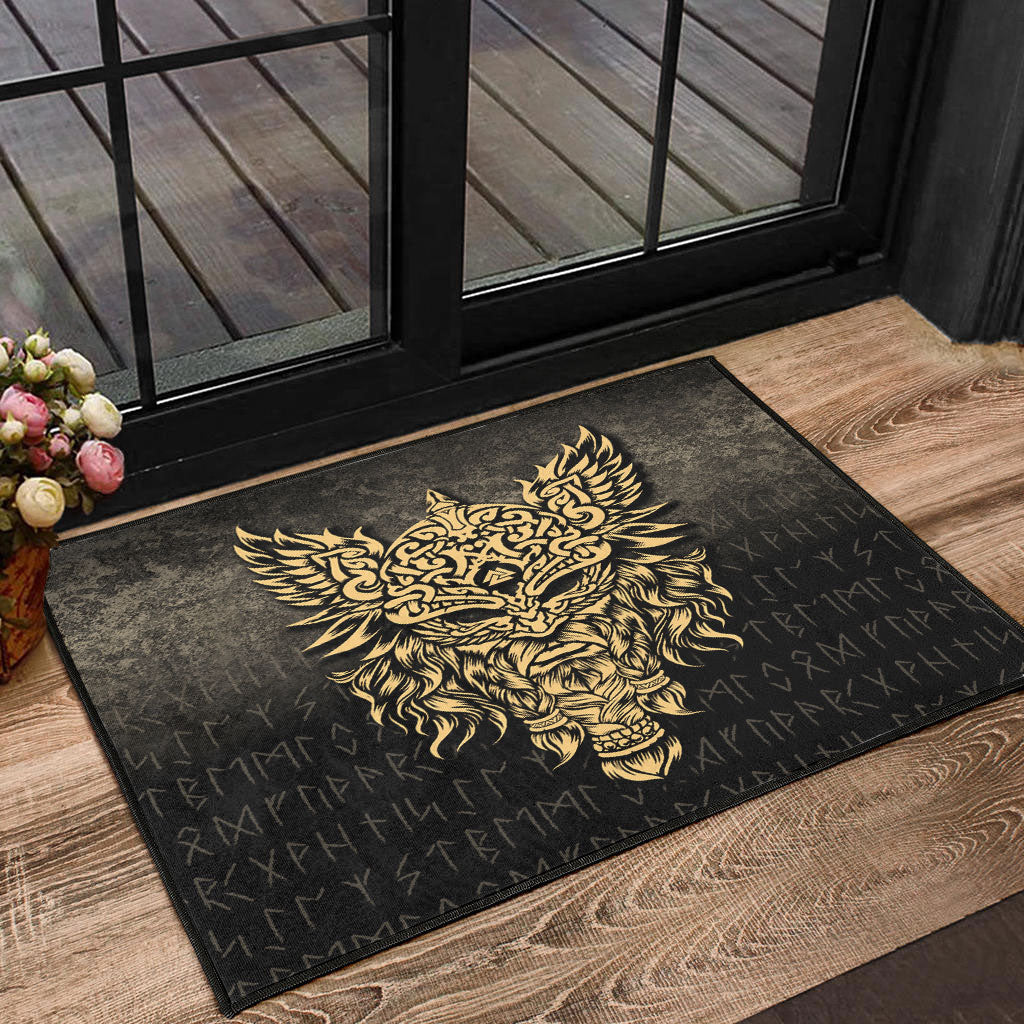 Viking Door Mat Odin The Allfather Asgard God and Chief Of Aesir Gold Version Door Mat RLT12