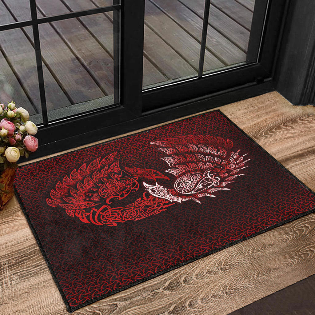 Viking Door Mat Ragnarok Huginn Muninn Red Version Door Mat RLT12