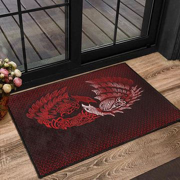 Viking Door Mat Ragnarok Huginn Muninn Red Version Door Mat RLT12
