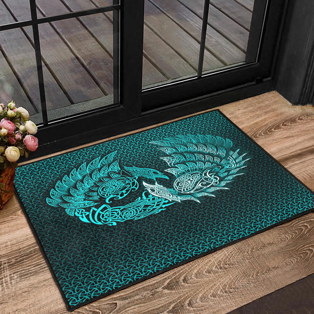 Viking Door Mat Ragnarok Huginn Muninn Cyan Version Door Mat RLT12
