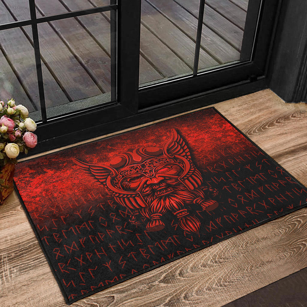 Viking Door Mat Viking Odin Allfather In Asgard Red Version Door Mat RLT12