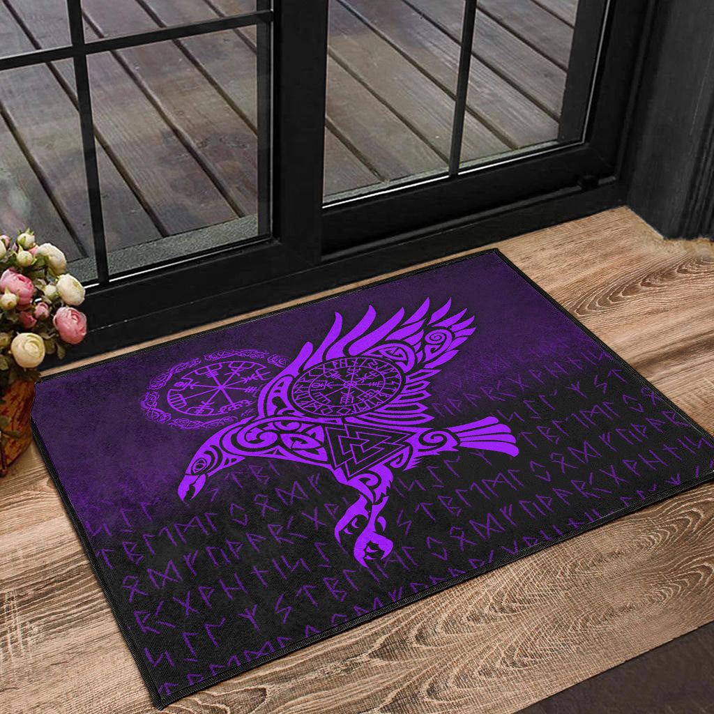Viking Door Mat Raven Vegvisir Tattoo Purple Version Door Mat RLT12