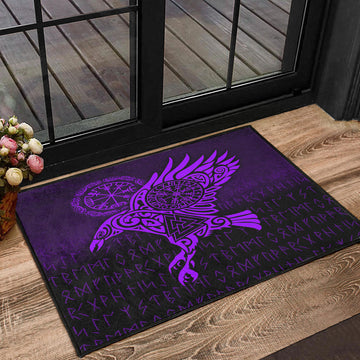 Viking Door Mat Raven Vegvisir Tattoo Purple Version Door Mat RLT12