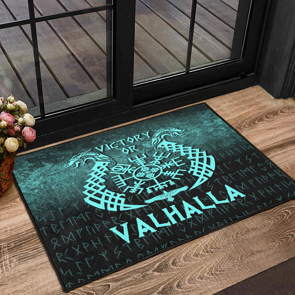 Wonder Print Shop Door Mat - Victory or Valhalla - Cyan Version Door Mat RLT12