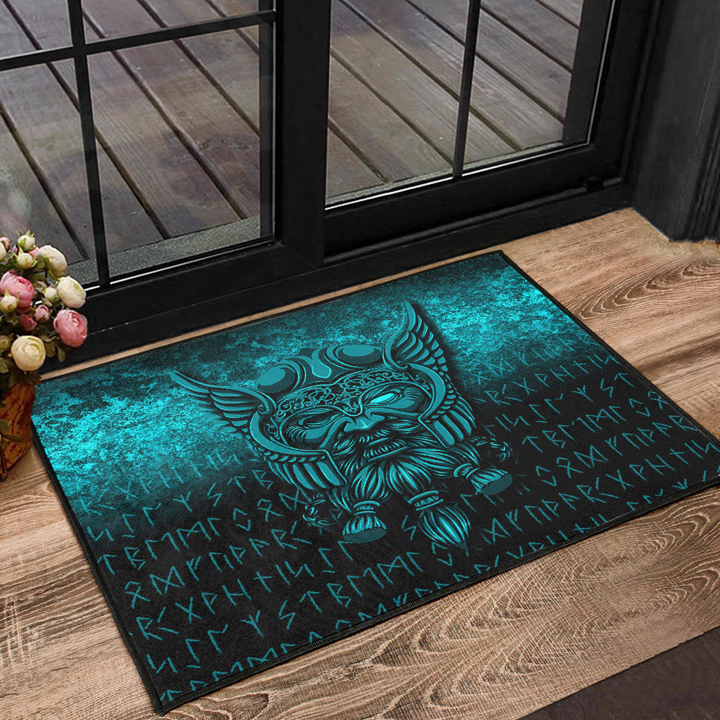 Viking Door Mat Viking Odin Allfather In Asgard Cyan Version Door Mat RLT12