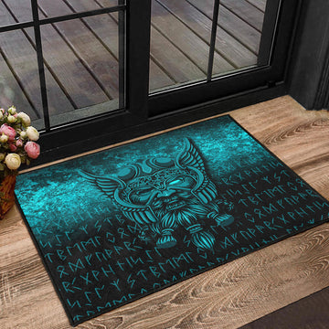 Viking Door Mat Viking Odin Allfather In Asgard Cyan Version Door Mat RLT12