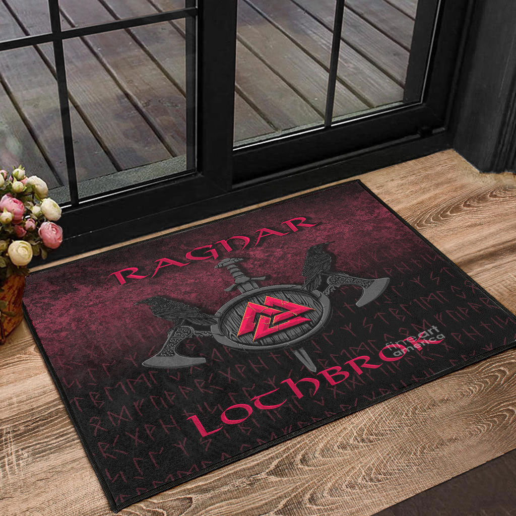 Viking Door Mat Ragnar Lothbrok Ragnar Lodbrok Viking Warrior Red Version Door Mat RLT12