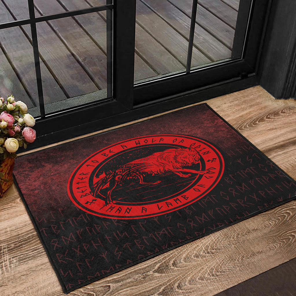 Wonder Print Shop Door Mat - Wolf Of Odin - Red Version Door Mat RLT12