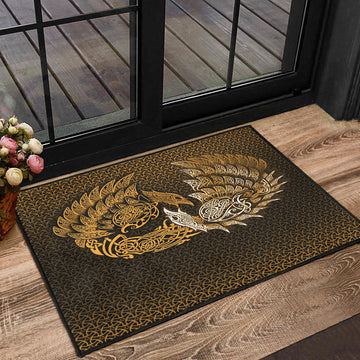Viking Door Mat Ragnarok Huginn Muninn Gold Version Door Mat RLT12