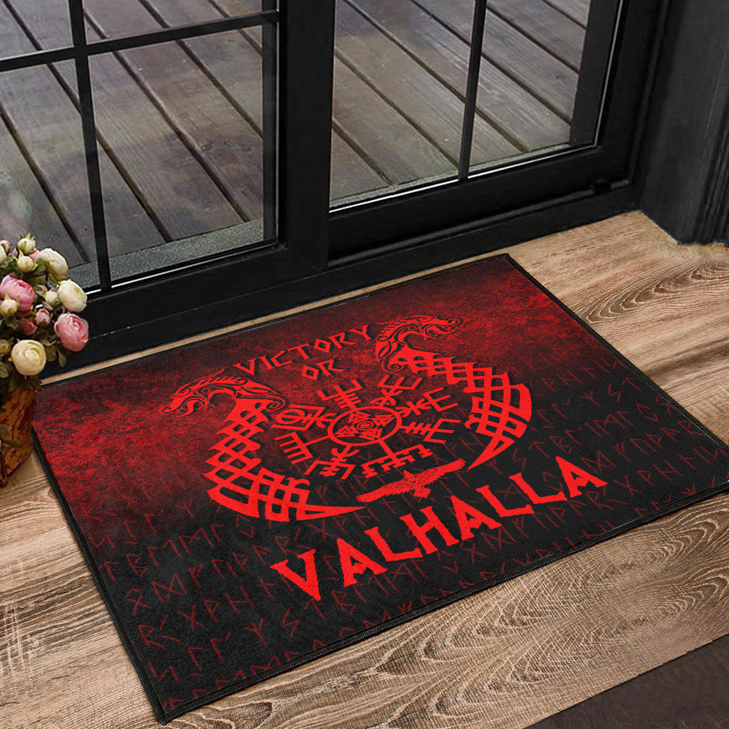 Wonder Print Shop Door Mat - Victory or Valhalla - Red Version Door Mat RLT12