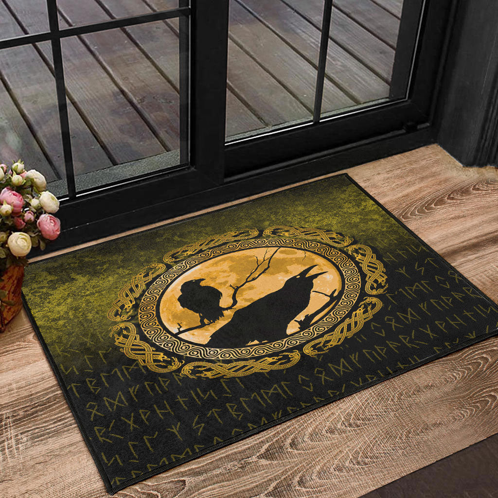 Viking Door Mat Vikings Huginn Muninn Odin Ravens Gold Version Door Mat RLT12