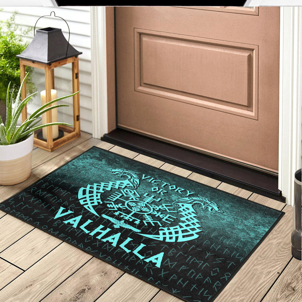 Wonder Print Shop Door Mat - Victory or Valhalla - Cyan Version Door Mat RLT12