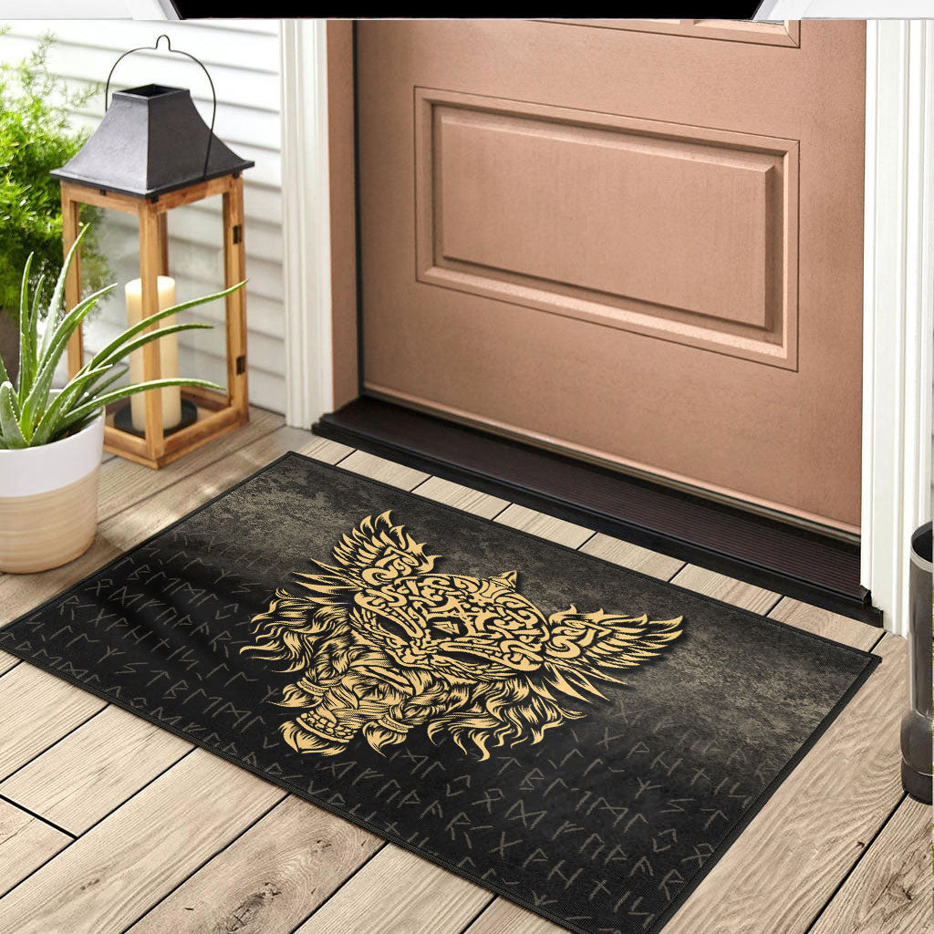 Viking Door Mat Odin The Allfather Asgard God and Chief Of Aesir Gold Version Door Mat RLT12