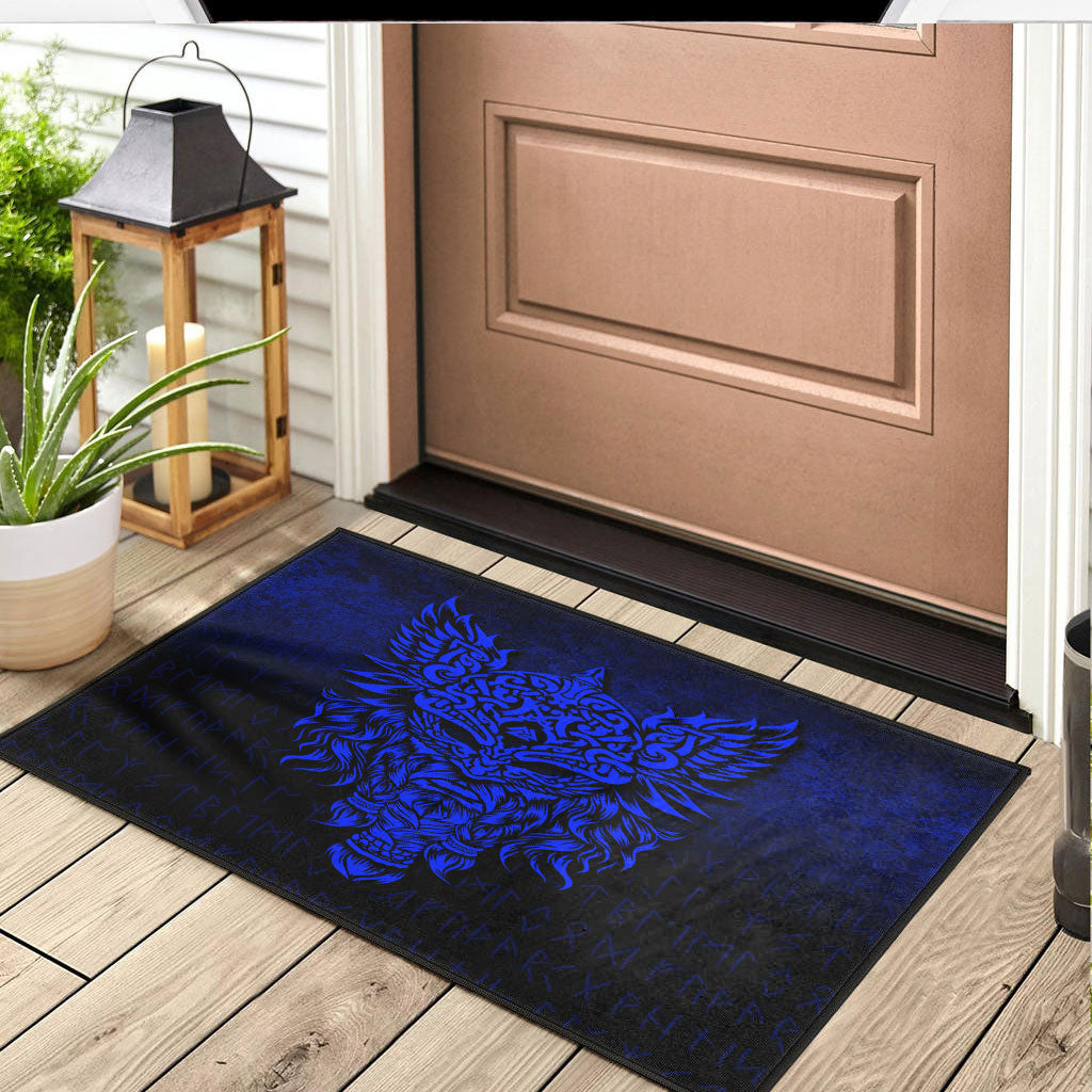 Viking Door Mat Odin The Allfather Asgard God and Chief Of Aesir Blue Version Door Mat RLT12