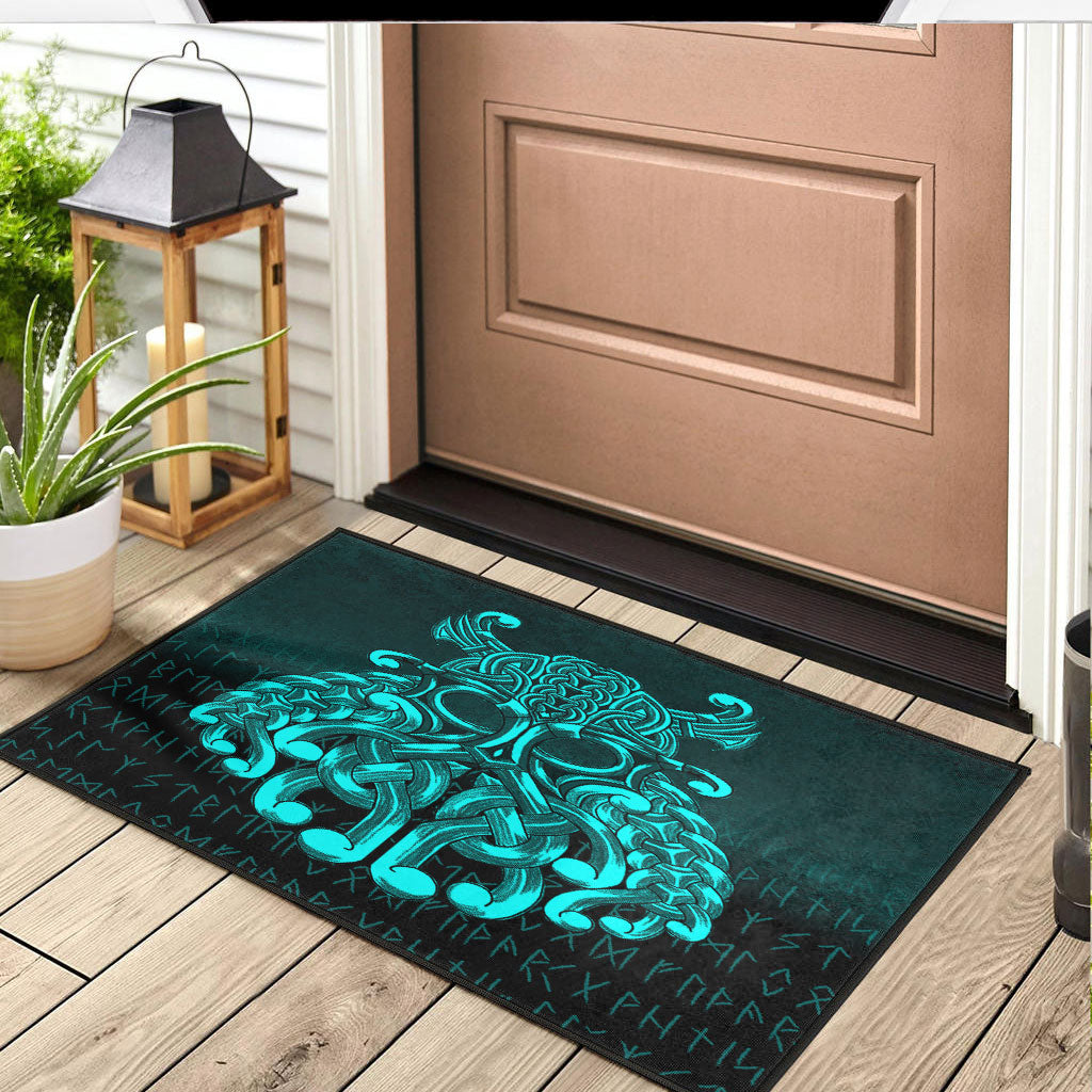 Viking Door Mat Vikings Odin Valhalla Cyan Version Door Mat RLT12