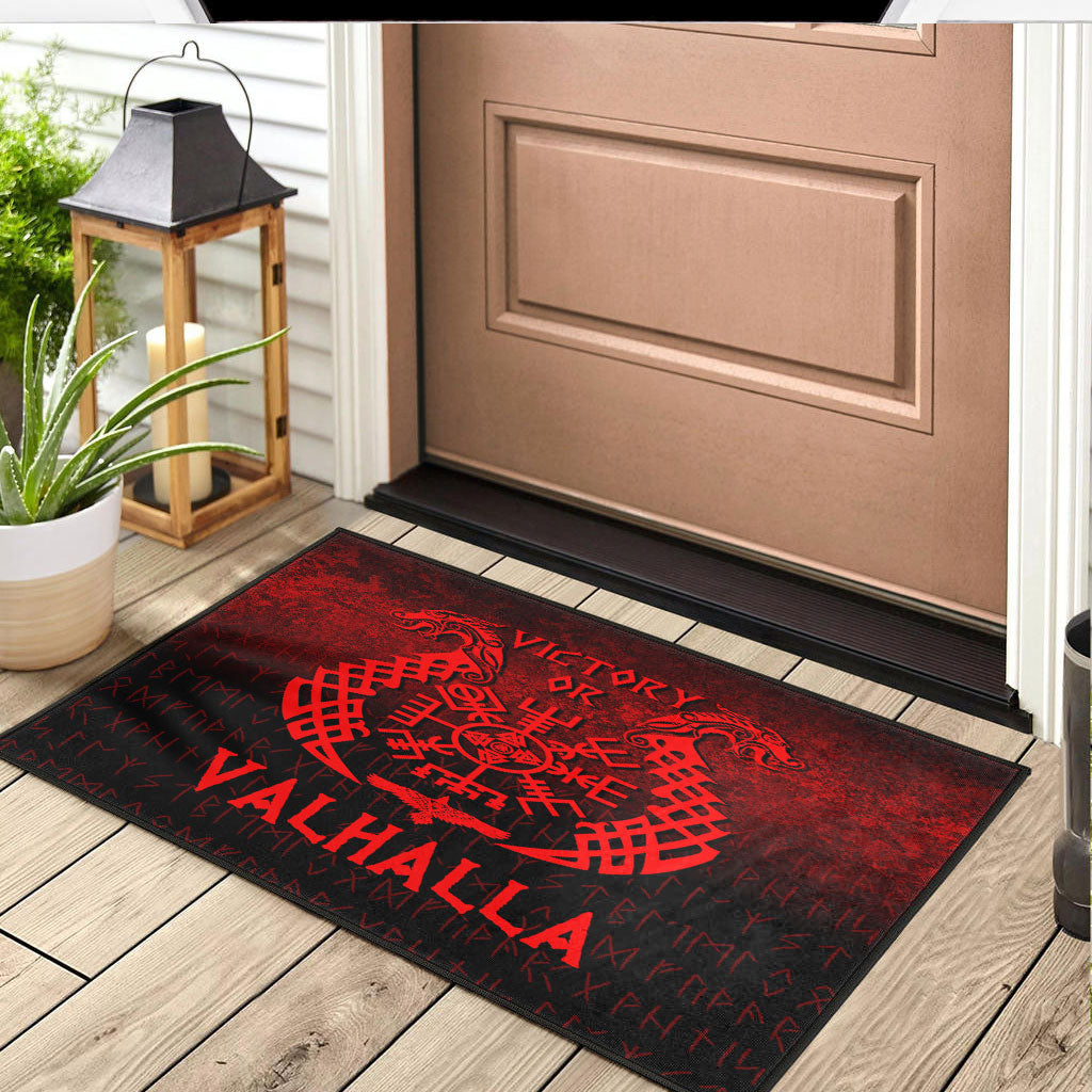 Wonder Print Shop Door Mat - Victory or Valhalla - Red Version Door Mat RLT12