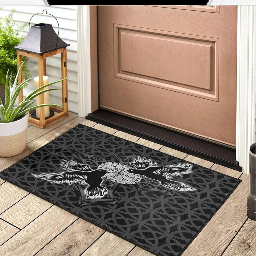 Wonder Print Door Mat - Viking Raven Cross Door Mat
