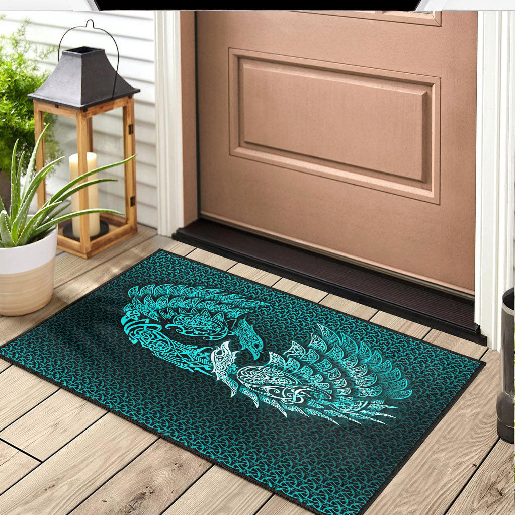 Viking Door Mat Ragnarok Huginn Muninn Cyan Version Door Mat RLT12