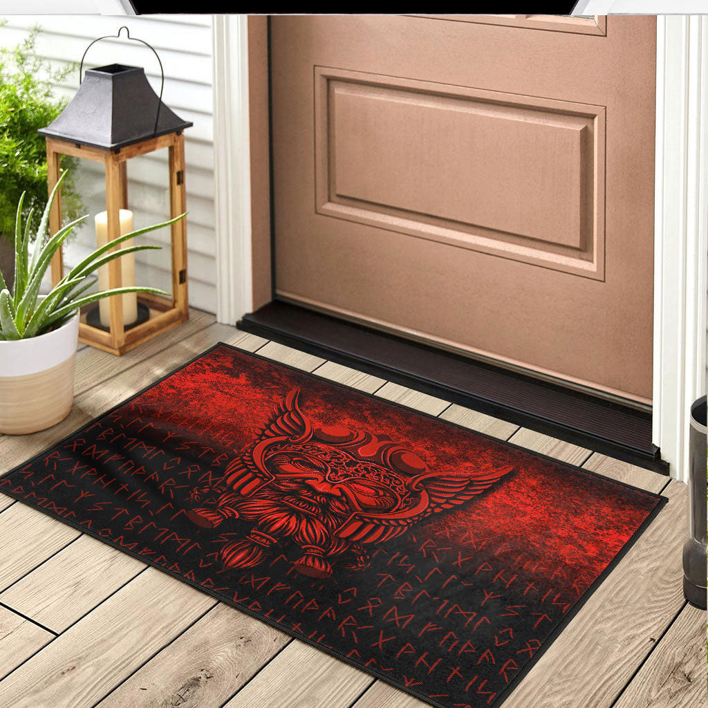 Viking Door Mat Viking Odin Allfather In Asgard Red Version Door Mat RLT12