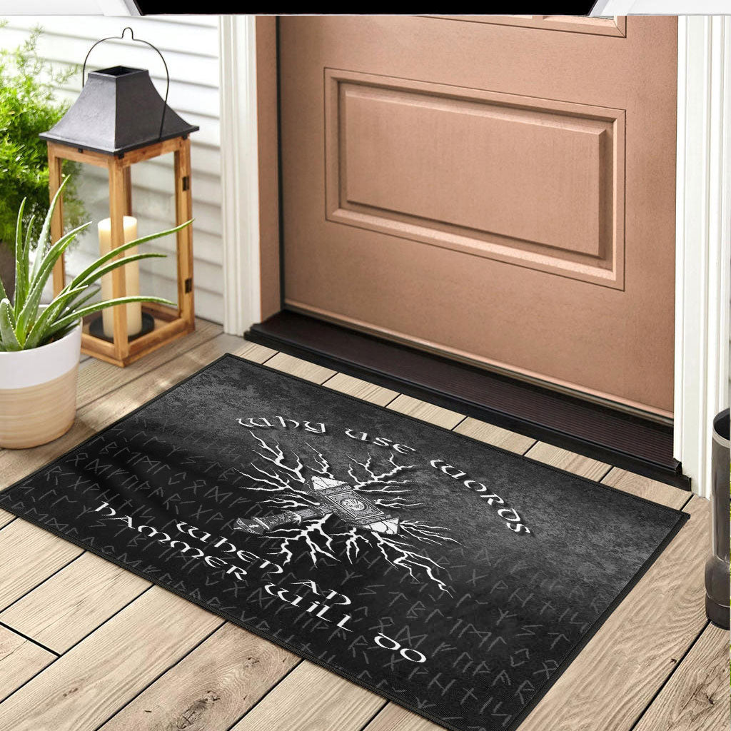 Viking Door Mat Why Use Words When An Hammer Will Do Door Mat RLT12