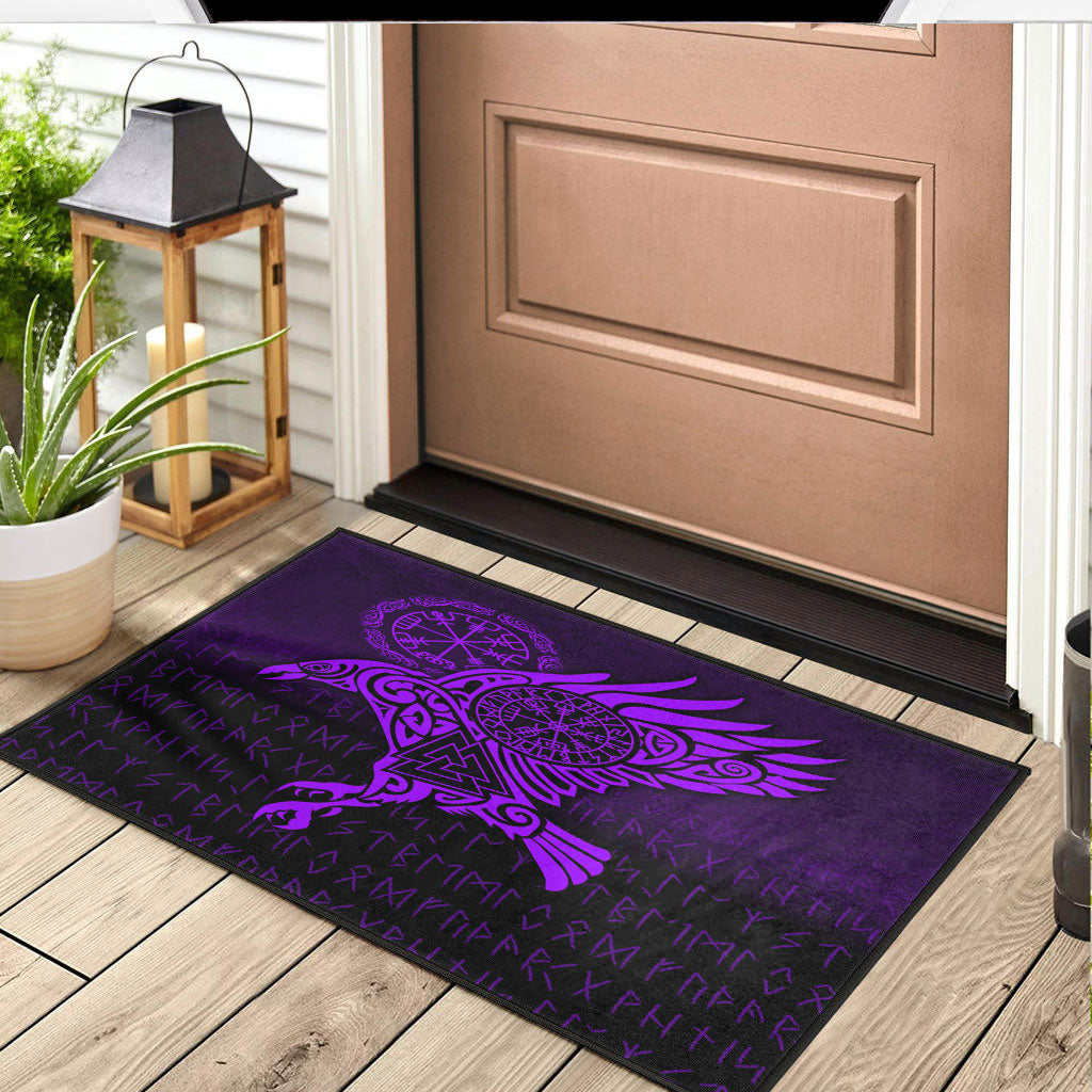 Viking Door Mat Raven Vegvisir Tattoo Purple Version Door Mat RLT12