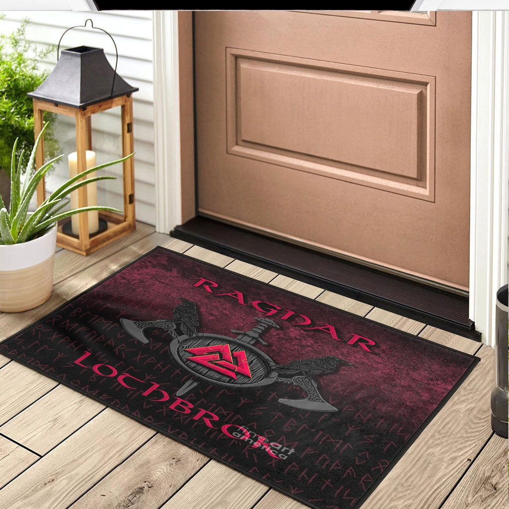 Viking Door Mat Ragnar Lothbrok Ragnar Lodbrok Viking Warrior Red Version Door Mat RLT12
