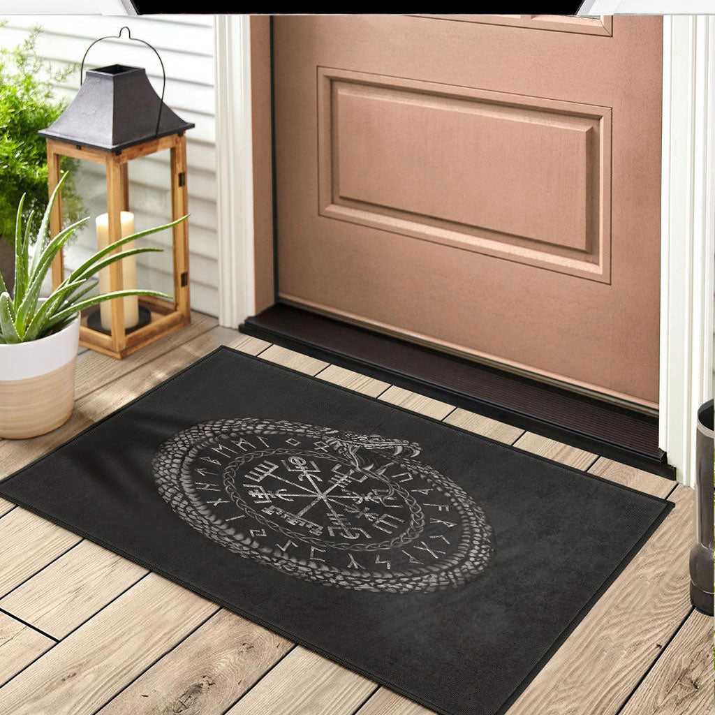 Viking Door Mat Viking Vegvisir with Ouroboros and Runes Door Mat RLT12