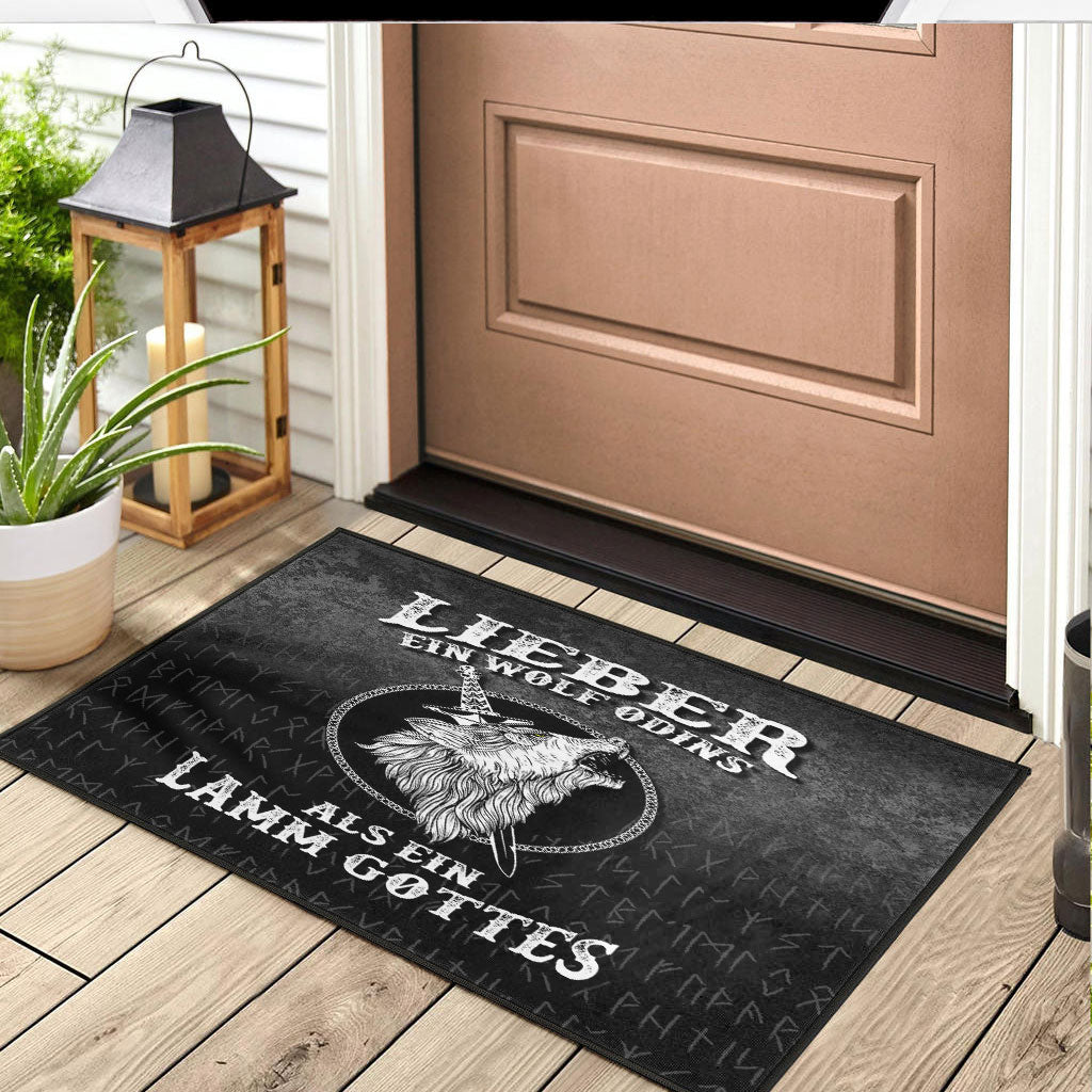 Viking Door Mat Lieber Ein Wolf Odins Als Ein Lamm Gottes Door Mat RLT12