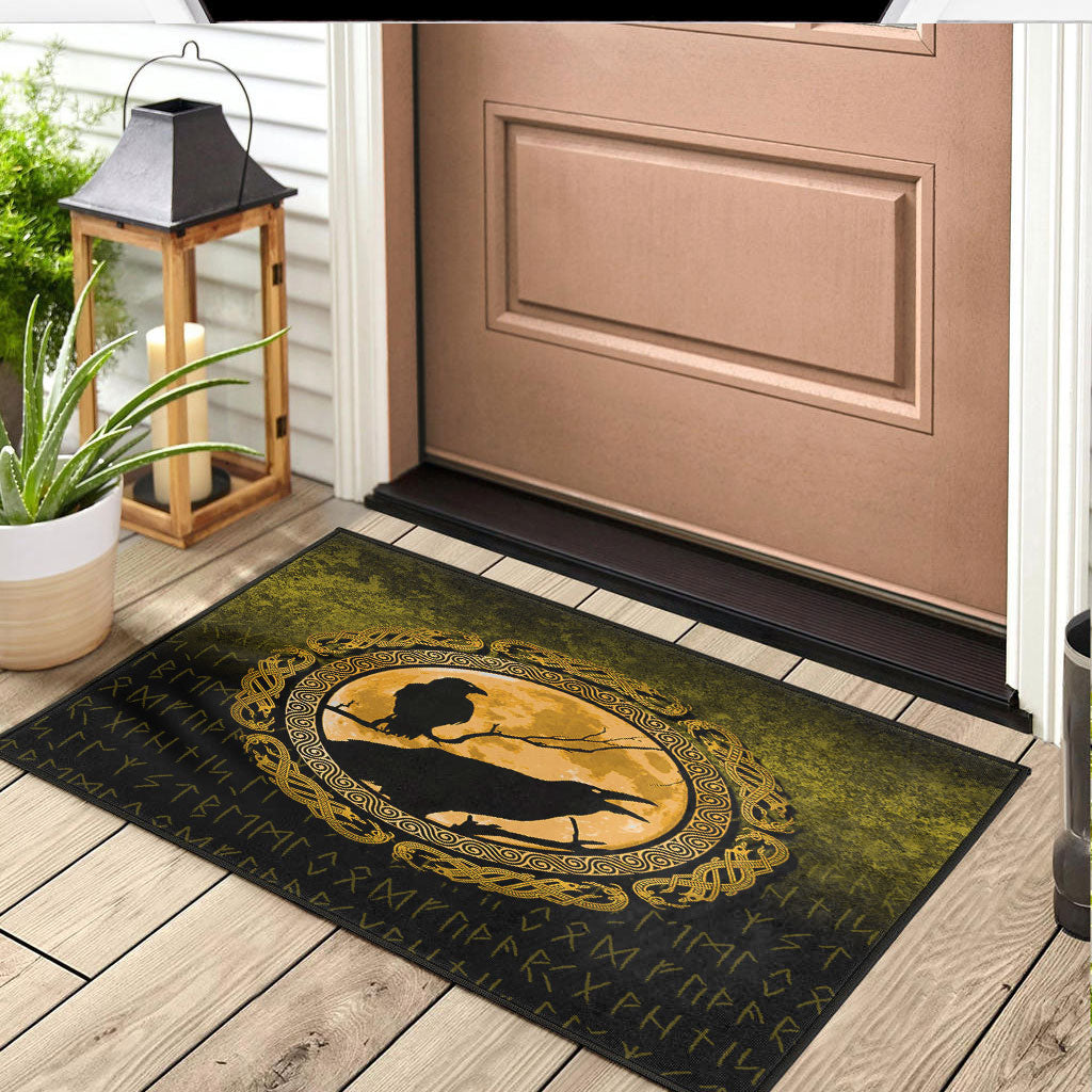Viking Door Mat Vikings Huginn Muninn Odin Ravens Gold Version Door Mat RLT12
