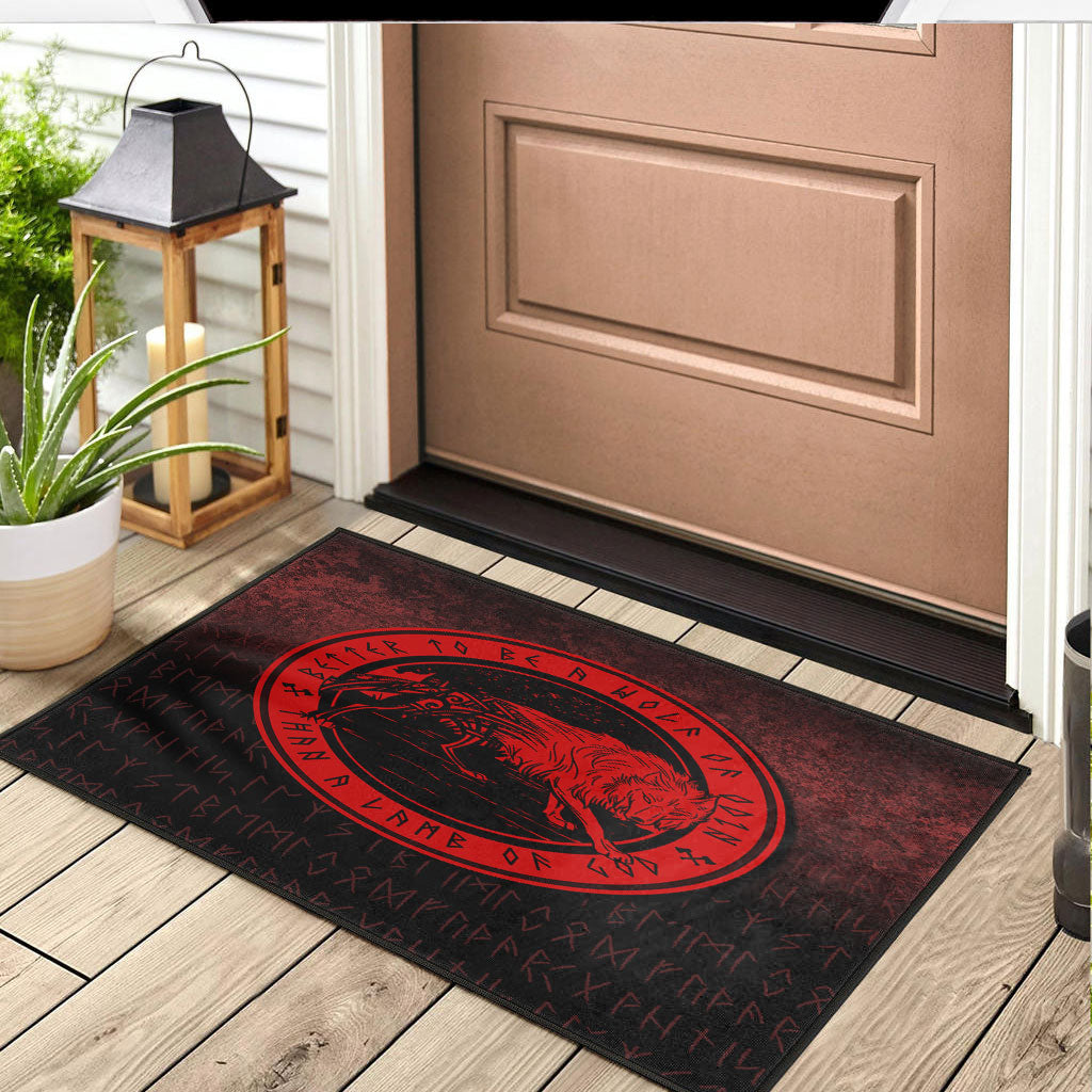 Wonder Print Shop Door Mat - Wolf Of Odin - Red Version Door Mat RLT12
