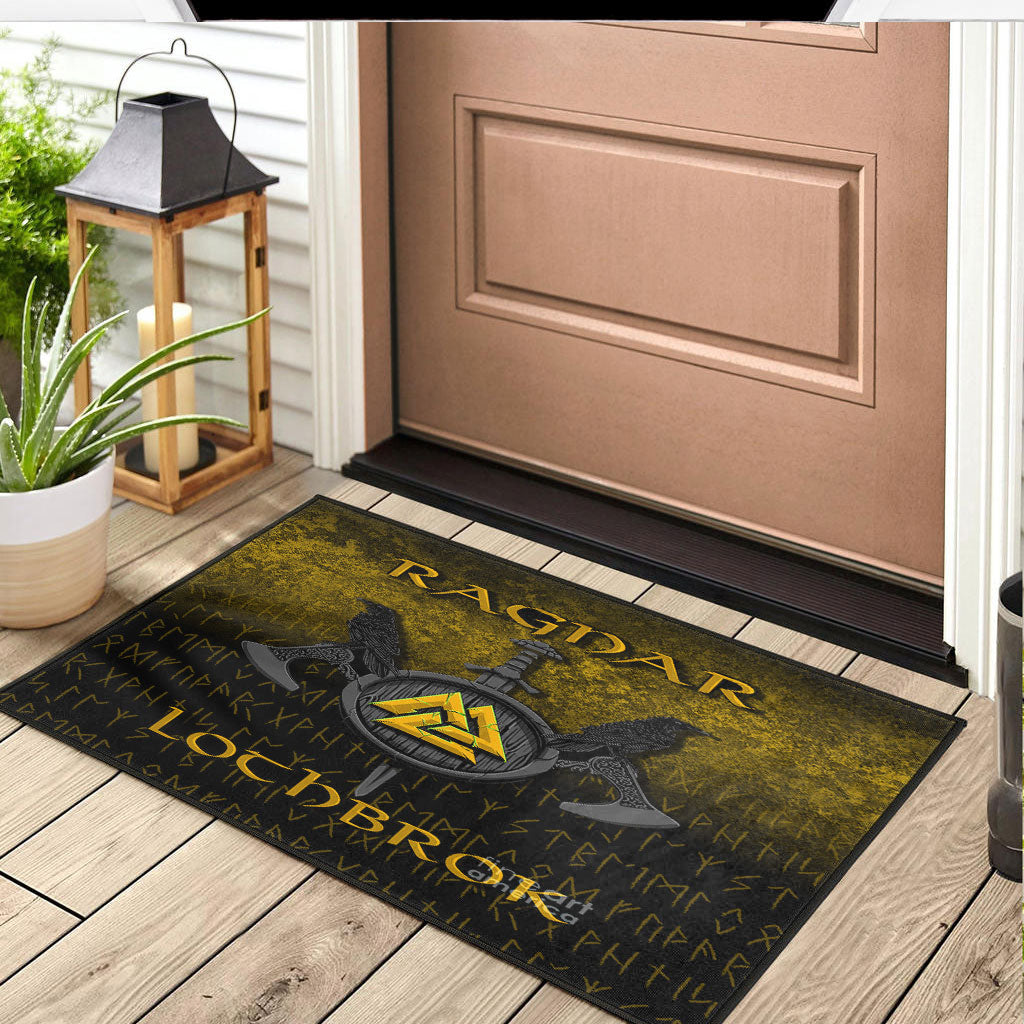 Viking Door Mat Ragnar Lothbrok Ragnar Lodbrok Viking Warrior Gold Version Door Mat RLT12