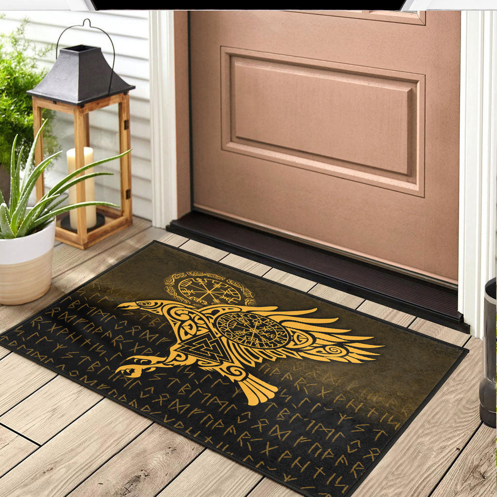 Viking Door Mat Raven Vegvisir Tattoo Gold Version Door Mat RLT12