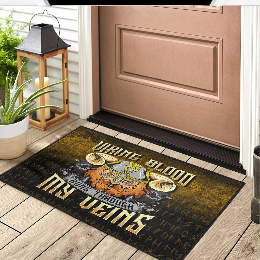 Viking Door Mat Viking Blood Runs Through My Veins Door Mat RLT12