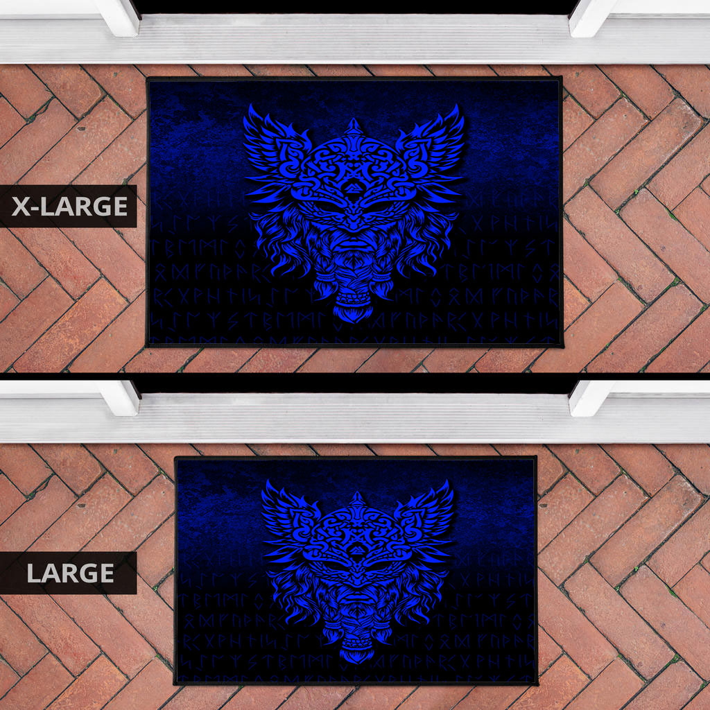 Viking Door Mat Odin The Allfather Asgard God and Chief Of Aesir Blue Version Door Mat RLT12