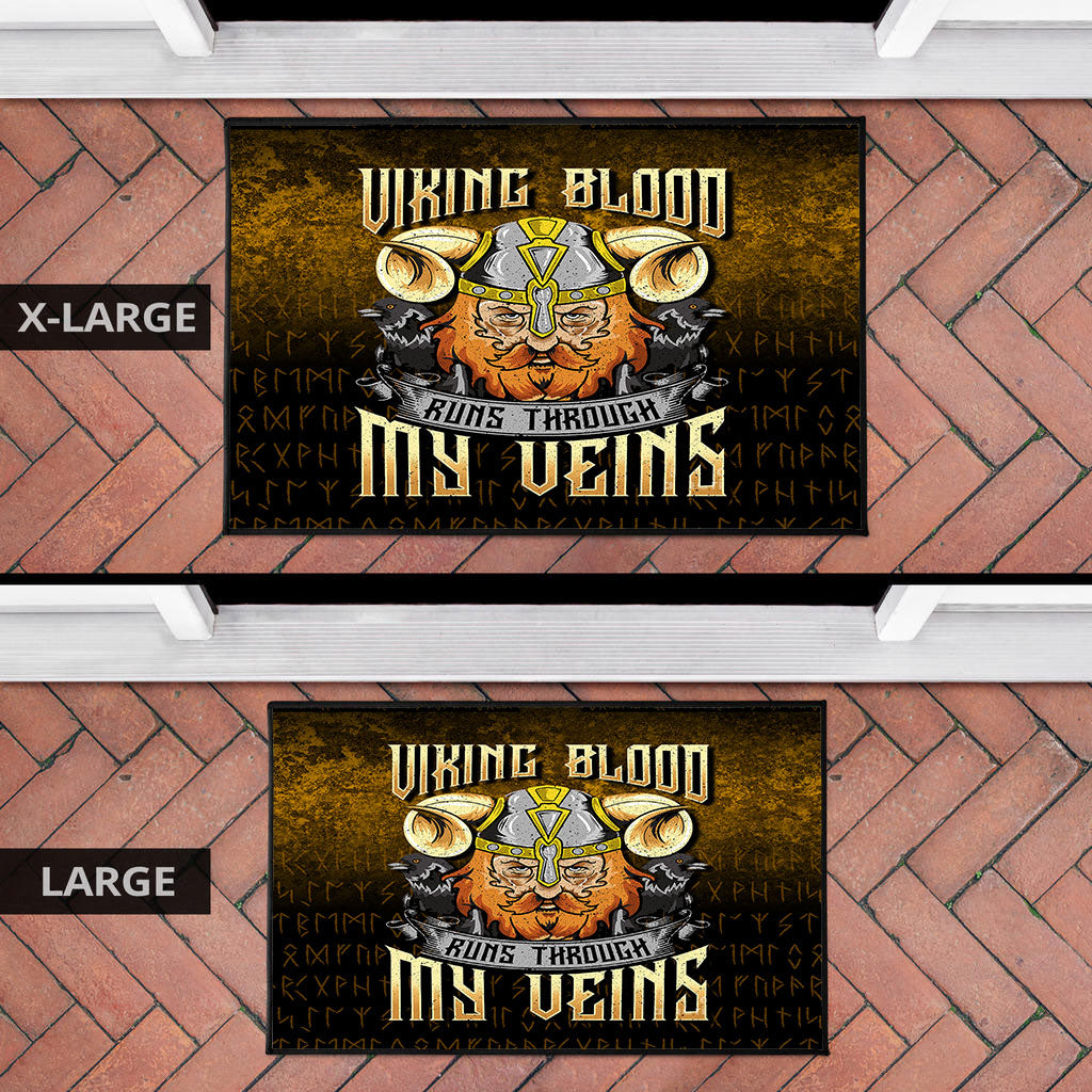 Viking Door Mat Viking Blood Runs Through My Veins Door Mat RLT12