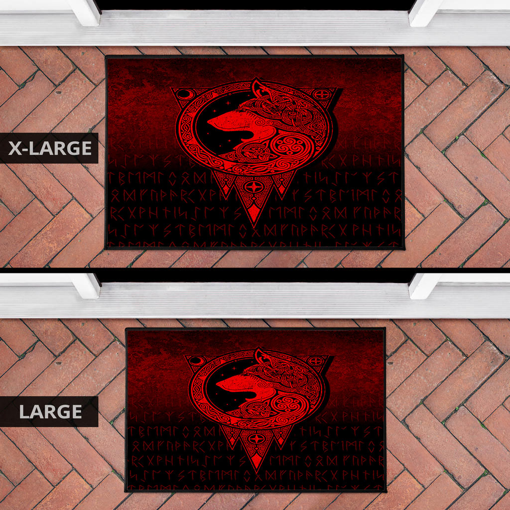 Viking Door Mat Viking Norse Wolf Red Version Door Mat RLT12