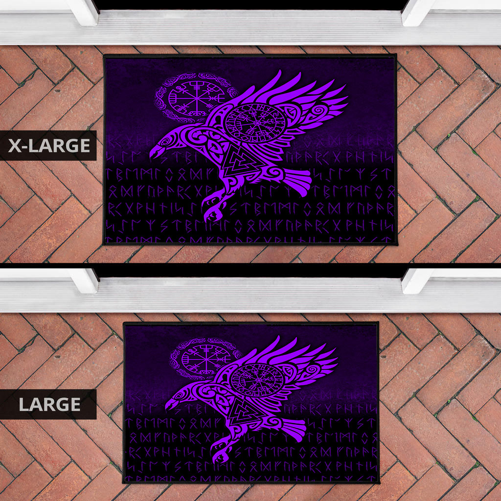 Viking Door Mat Raven Vegvisir Tattoo Purple Version Door Mat RLT12