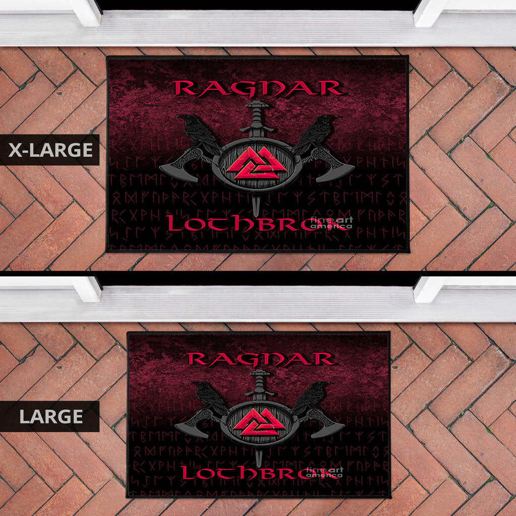 Viking Door Mat Ragnar Lothbrok Ragnar Lodbrok Viking Warrior Red Version Door Mat RLT12