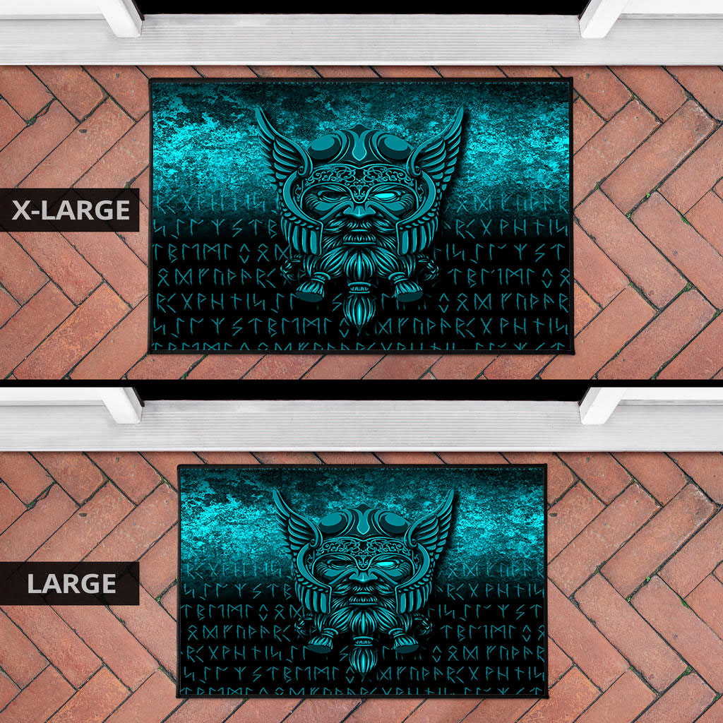Viking Door Mat Viking Odin Allfather In Asgard Cyan Version Door Mat RLT12