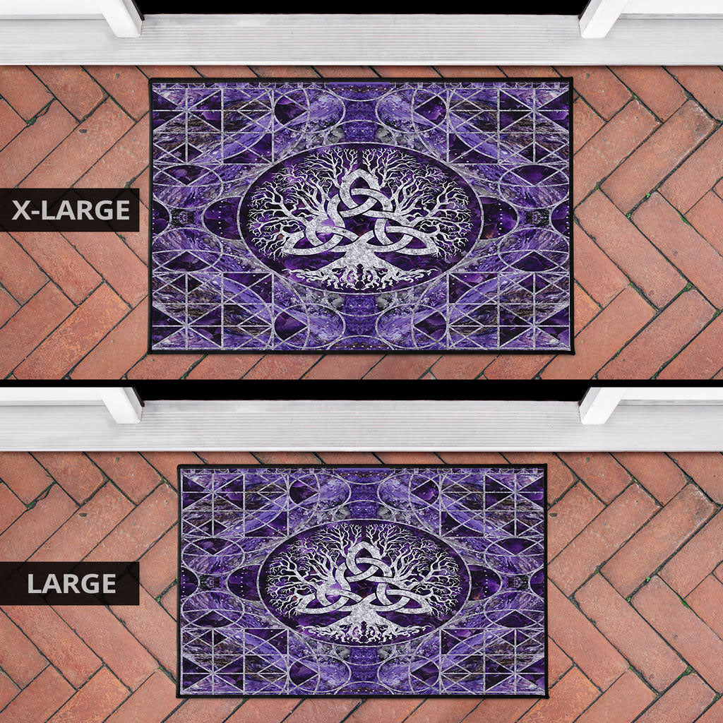 Viking Door Mat Tree Of Life with Triquetra Amethyst and Silver Door Mat RLT12