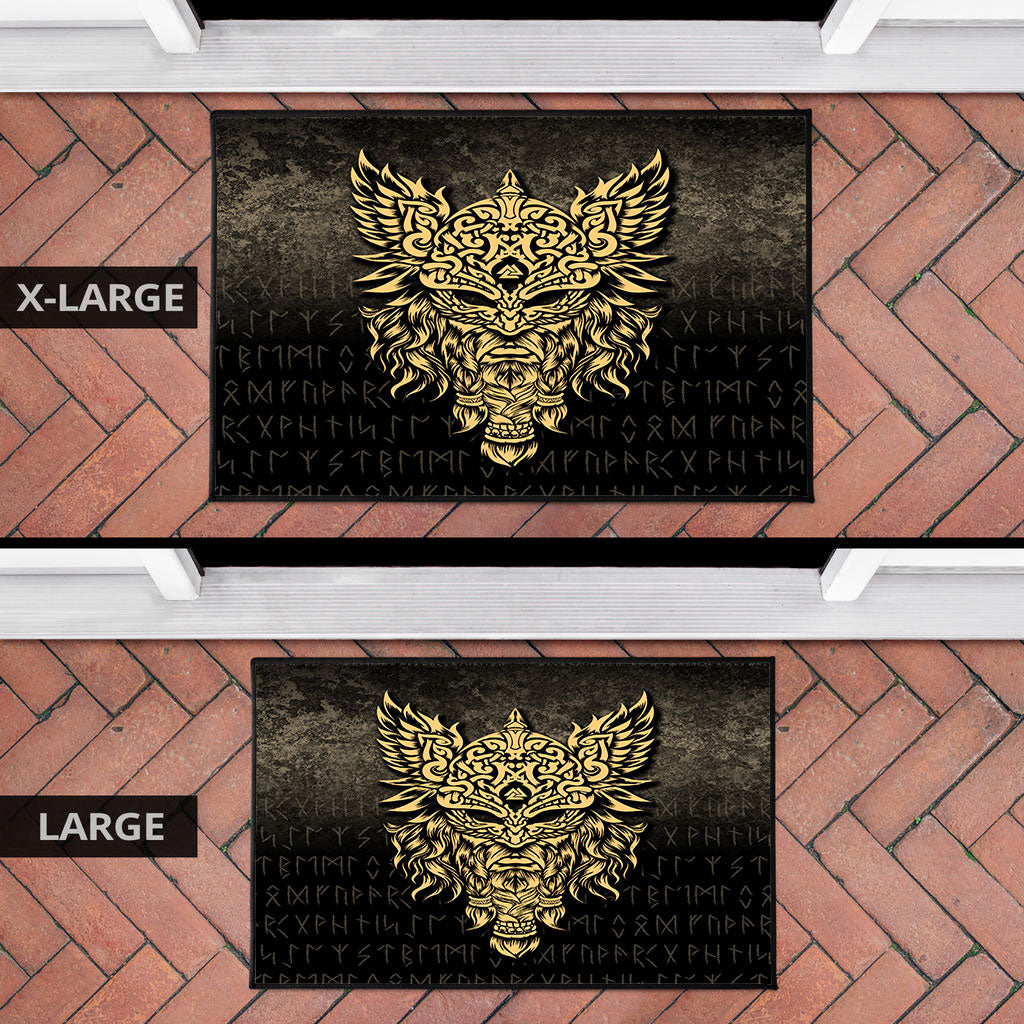 Viking Door Mat Odin The Allfather Asgard God and Chief Of Aesir Gold Version Door Mat RLT12